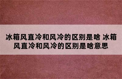 冰箱风直冷和风冷的区别是啥 冰箱风直冷和风冷的区别是啥意思